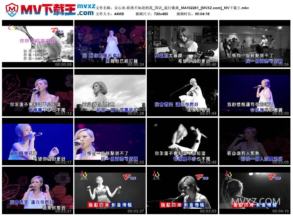 安心亚-你所不知道的我_国语_流行歌曲_MA102261